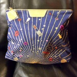 Estee Lauder Cosmetics Bag Celestial Burst Navy and Gold NWOT